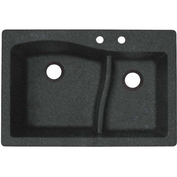 Swan Granite GRANITE Dual Mount Kitchen Sink (22" x 33") with 2 Faucet Holes