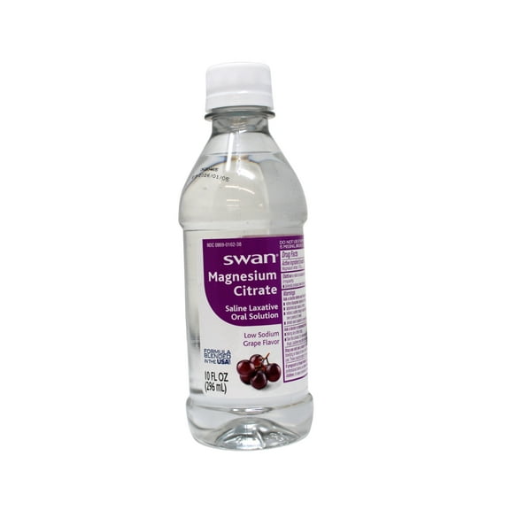 Swan Grape Magnesium Citrate Oral Solution Low Sodium 10 Oz.,(296ML), Natural Grape Flavor, Gentle and Effective Laxative for Regularity