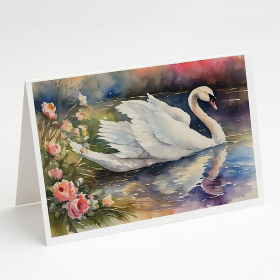 Swan Greeting Cards Pack of 8 7 in x 5 in