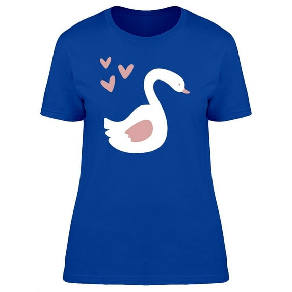 Swan & Hearts Cartoon T-Shirt Women -Image by Shutterstock, Female Large