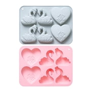 Rekidool Swan, Hearts Shaped Chocolate and Candy Silicone Mold, 12-Cavity, Reusable, Non Stick, Flexible, 2 Count