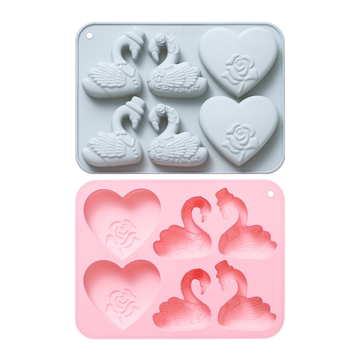 Swan Silicone Fondant Mold - For Cake Decorating, Chocolate, Candy, Resin, 3.93x2.16 Inch Pink Mold