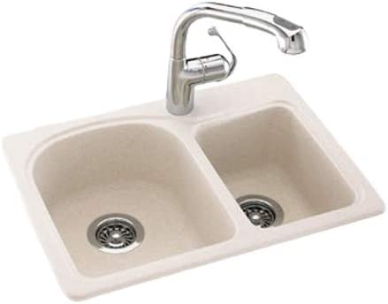 Swan KS02518DB.010 Dual Mount Composite 25 in. x 18 in. x 7.5 in. 1-Hole Double Bowl Kitchen Sink in White - image 1 of 2