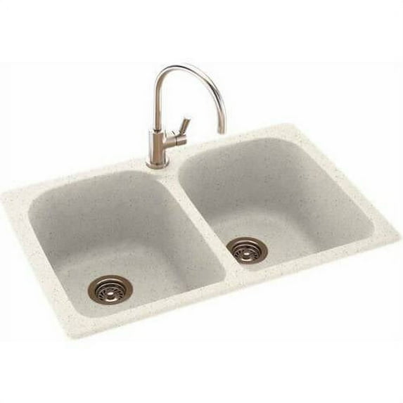 Swan KSLB-3322-010 33" x 22" Swanstone Double-Basin Dual Mount Kitchen Sink, Available in Various Colors