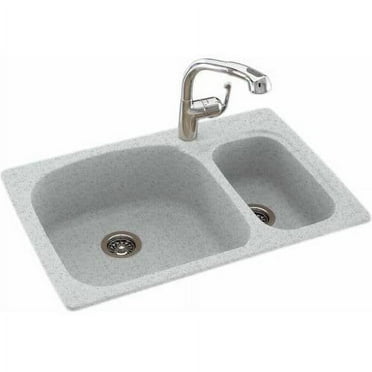 Swan KSLS-3322-010 33" x 22" Swanstone Double-Basin Dual Mount Kitchen Sink, Available in Various Colors