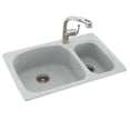 thumbnail image 1 of Swan Solid Surface 33'' x 22'' Double Basin Drop-In Kitchen Sink, 1 of 7