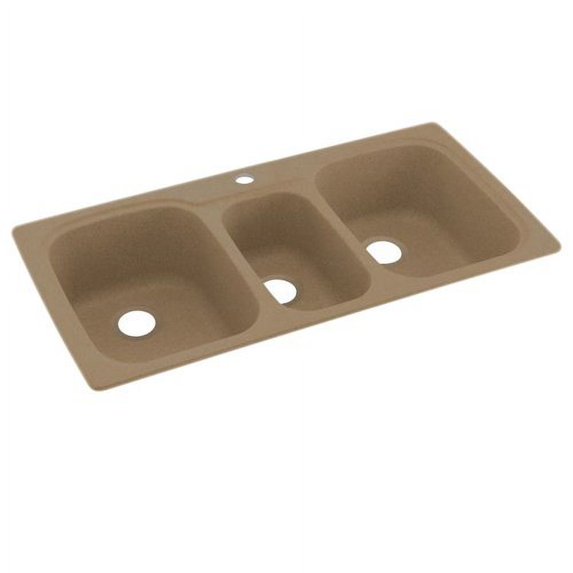 Swan KSTB-4422-010 44" x 22" Swanstone Triple-Basin Dual Mount Kitchen Sink, Available in Various Colors