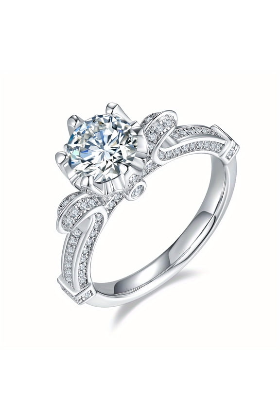 Swan Lake 1 carat D grade moissanite ring for women, s925 sterling silver wedding ring ring, white gold plating, luxury, elegance, temperament, fashion, birthday gifts, holiday events, daily wear