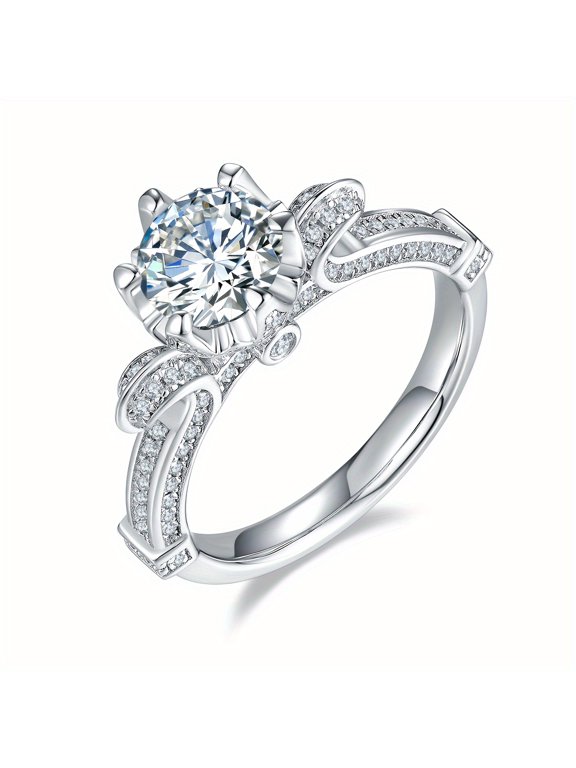 Swan Lake 1 carat D grade moissanite ring for women, s925 sterling silver wedding ring ring, white gold plating, luxury, elegance, temperament, fashion, birthday gifts, holiday events, daily wear