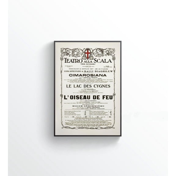 Swan Lake La Scala Wall Art Print, Unframed Paper Poster 8x10in