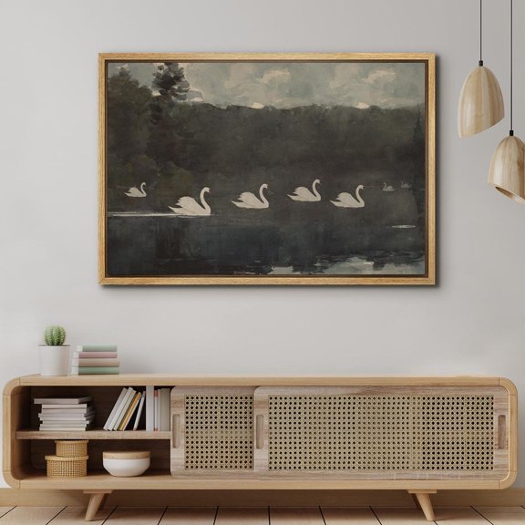 Swan Lake Misty Forest Poster, Unframed Size 8x12