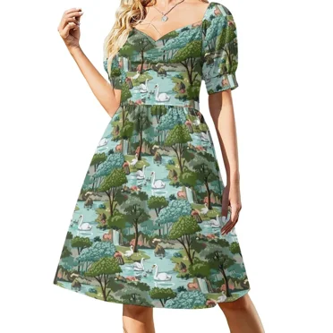 Swan Lake Vintage Style Paint by Number Pattern Sleeveless Dress women's evening dress 2024 summer dresses