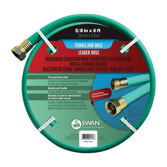 Swan Leader Hose with 5/8" Diameter by 6 Foot - 2 Pack, Male/Female