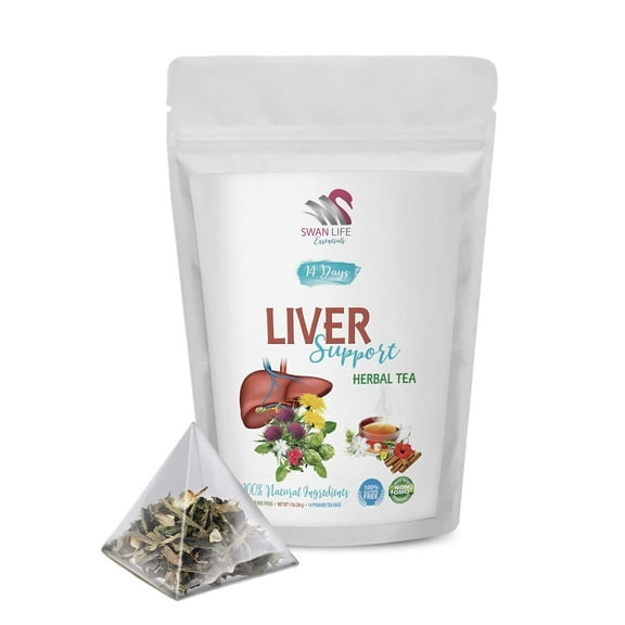 Swan Life Essentials Liver Detox Herbs Herbal Tea, 14 Bags, Caffeine-Free