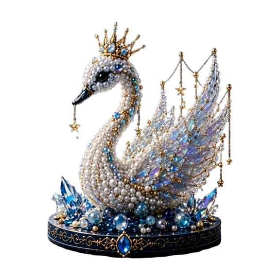 Swan Luna Guardian DIY Bead Kit, Celestial 3D Crystal Beading Craft Set, Beginner Friendly Magical Handmade Desktop Ornament Project