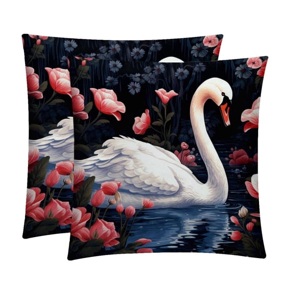 Swan Luxurious Velvet Bed Pillow Inserts with Unique Patterns - Set of 2, 16x16, 18x18, 20x20 Inches - Ideal for Throw Pillow Covers and Home Decor