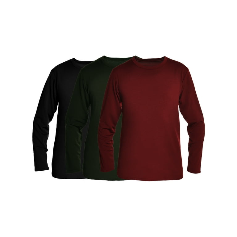 Swan Men's Brushed Fleece Long-Sleeve Crewneck Thermal Tops (3-Pack)