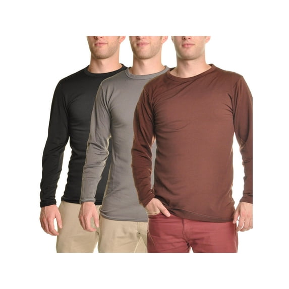 Swan Men's Brushed Fleece Long-Sleeve Crewneck Thermal Tops (3-Pack)