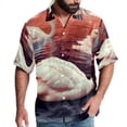 thumbnail image 1 of Swan Men's Button Down Spread Collar Casual Printed Short Sleeve Summer Beach Unisex Shirts, 1 of 6