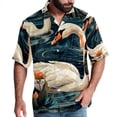 thumbnail image 1 of Swan Men's Short Sleeve Hawaiian Shirt, Poplin Casual Printed Button Down, Summer Beach Unisex Shirts, 1 of 6