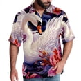 thumbnail image 1 of Swan Men's Short Sleeve Poplin Shirt, Button Down Casual Summer Beach Printed Unisex Shirt, 1 of 6