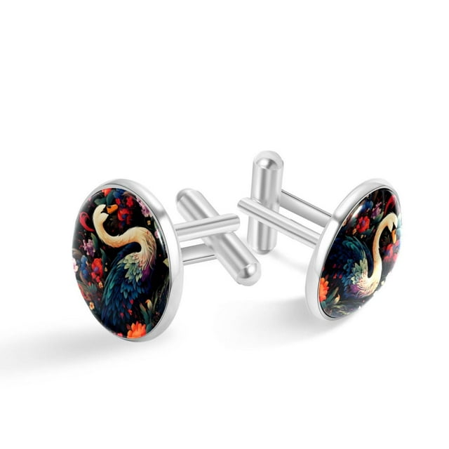 Swan Men's Stainless Steel Shirt Cufflinks for Formal Attire and ...