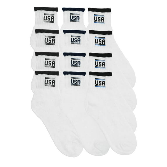 Swan Men's Unisex Quarter Socks (12-Pairs)