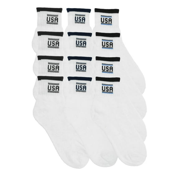 Swan Men's Unisex Quarter Socks (12-Pairs)