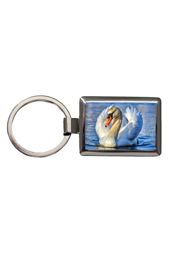 Swan Metal Rectangle Keychain