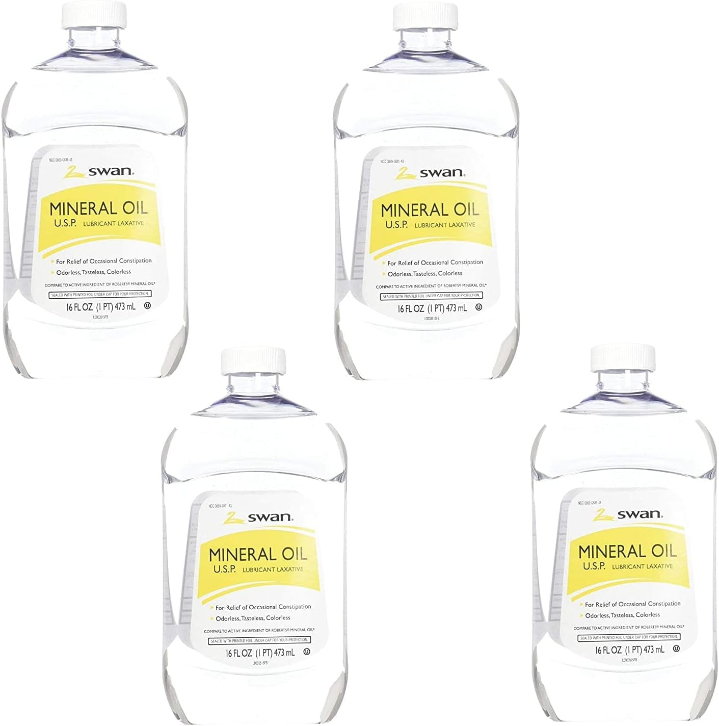 Swan Mineral Oil 16 oz, 4 Pack