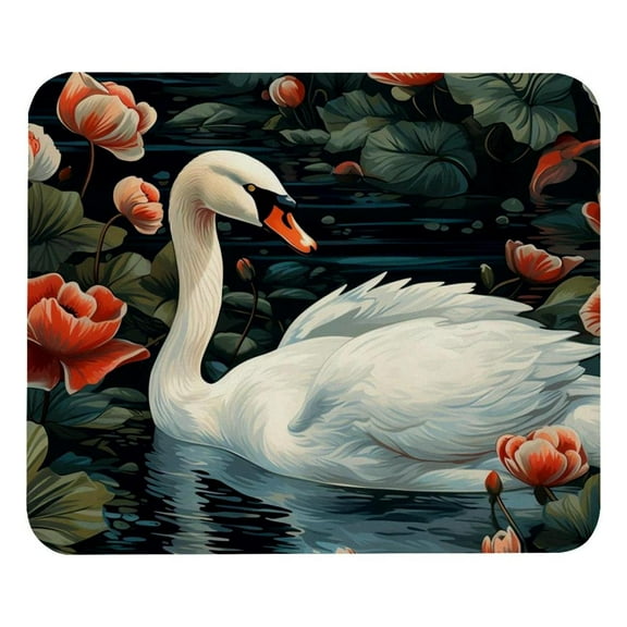 Swan Mouse Pad for Wireless Mouse Home Office Desk Laptop with Rubber Base