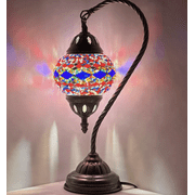 JANSPORT Coool 1-Light Bohemian Stained Glass Multicolor Mosaic Globe Table Lamp