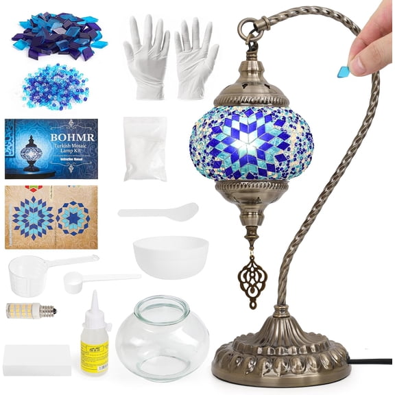 Swan-Neck Stained Glass Mosaic Lamp Kit Blue