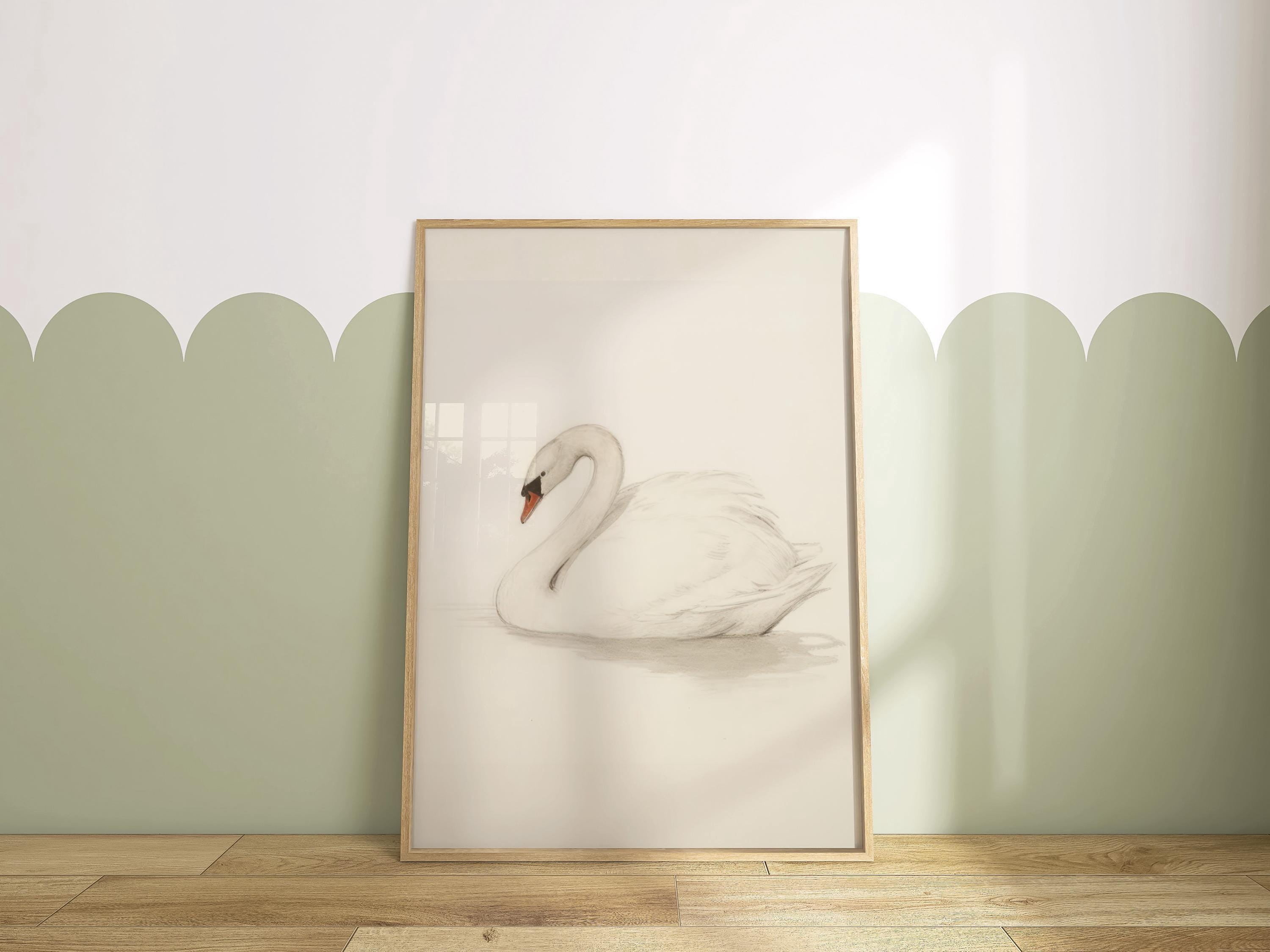 Swan Nursery Elegant Neutral Baby Poster , Poster Print Only - Walmart.com