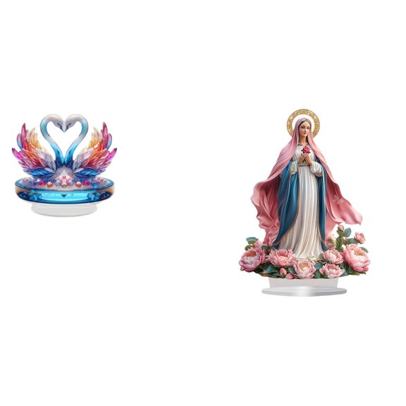 Swan Ornament Figurine Acrylic Sculpture Smooth Surface 2D Design for Bookshelf Home Wedding Decoration