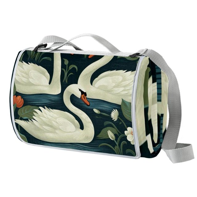 Swan Outdoor Canvas Picnic Blanket Lightweight Foldable Waterproof