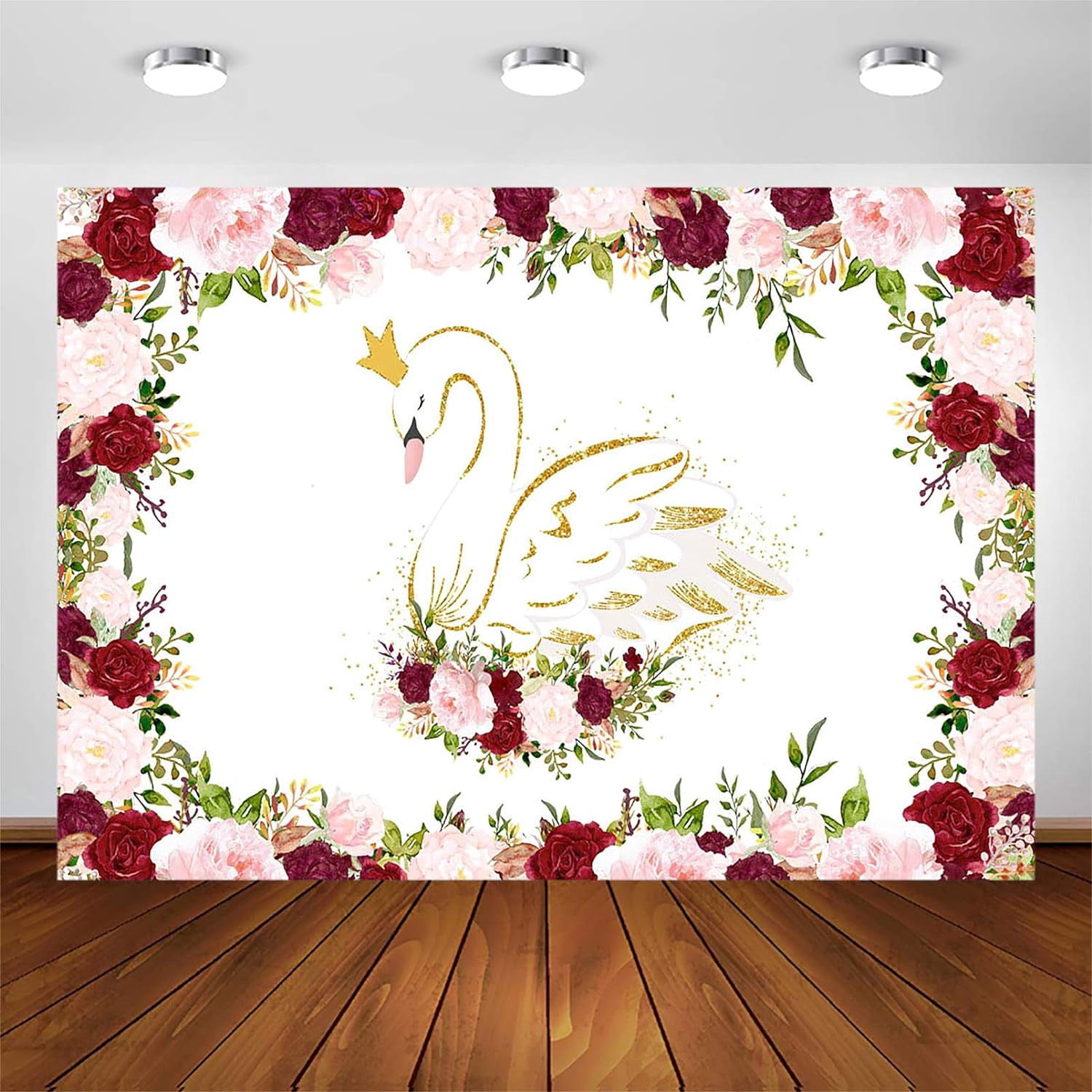 Menu Backdrop Swan Swan Party Backdrop for Girl Baby Shower Birthday Party Decorations ...