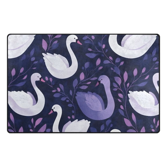 Swan Pattern Memory Foam Area Rug 31"x20" Non Slip, Absorbent, Fade Proof for Living Room, Bedroom, Office