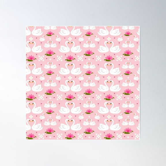 Swan Pattern Poster Wall Art, Modern Wall Decor For Living Room Bedroom, 24x24 UNFRAMED