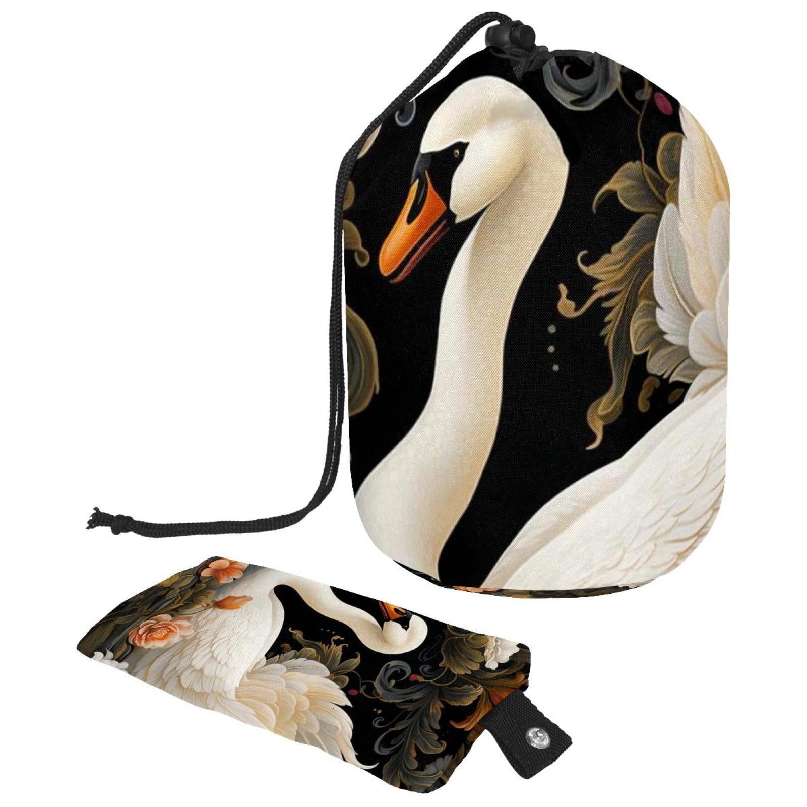 Swan Portable Drawstring Foldable Travel Laundry Bags, Mesh Bags