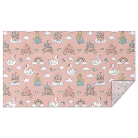 Swan Princess Castle Pattern Rectangle Tablecloth 60"x102",Waterproof Polyester Rectangle Table Cloth, Wipeable Spillproof Polyester Tablecloth for Dining, Camping, Indoor and Outdoor