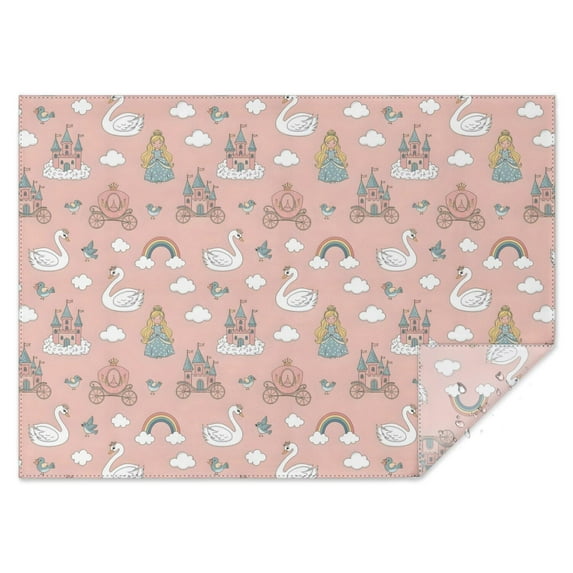 Swan Princess Castle Pattern Rectangle Tablecloth 60"x84",Waterproof Polyester Rectangle Table Cloth, Wipeable Spillproof Polyester Tablecloth for Dining, Camping, Indoor and Outdoor