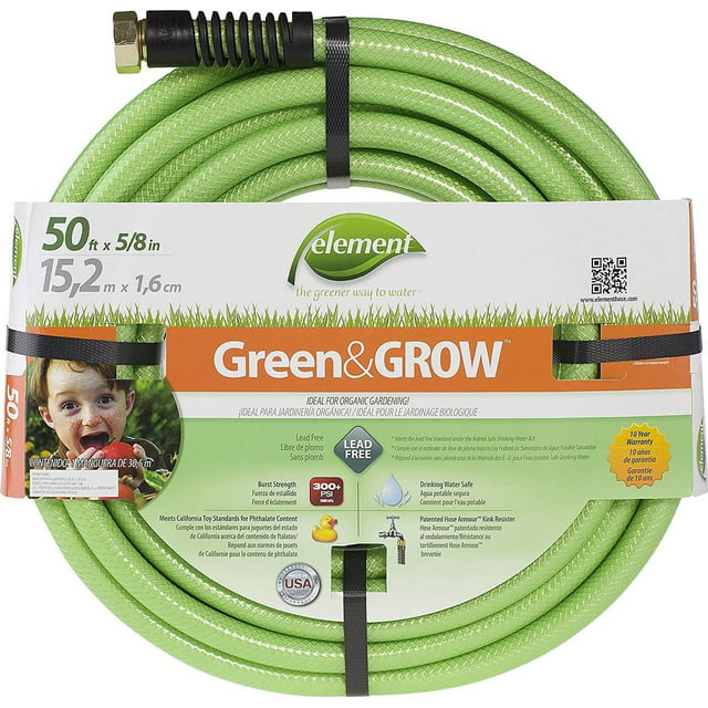 Swan Products ELGG58050 Element Green & Grow Lead Free Gardening Hose 50' x 5/8", Green