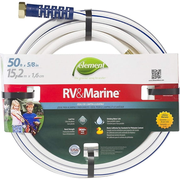 Swan Products Element RV & Marine Water Hose - UV Resistant - 50 ft, White — Garden & Landscape Use, Standard Connection