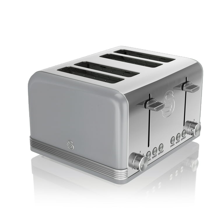 Cyetus 4 Slice Toaster LED 9-Shade Settings Retro Stainless Steel 1600