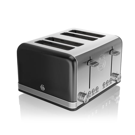 Swan Retro 4 Slice Toaster, ST19020BN, Black