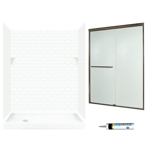 Swan STP326L010-M58570BR 5-Piece Alcove Shower Kit, 32-in L x 60-in W x 72.5-in H, White