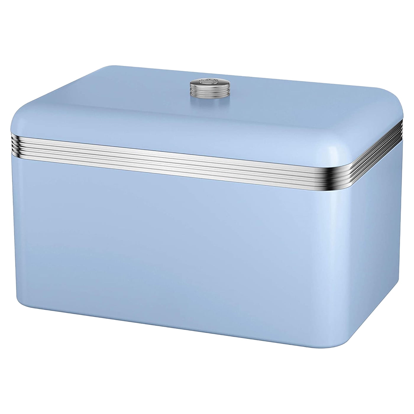 Swan Blue Retro Bread Bin, Color-Coated Metal, Large Storage, H22