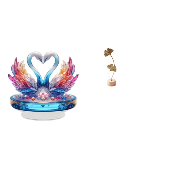 Swan Sculpture Leaf Statue Figurine Iron Material Flat Design for Living Room Wedding Party Decor