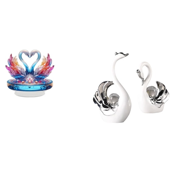 Swan Sculpture Statue Figurine Elegant Ceramic Material Romantic Decor for Living Room Table Centerpiece Ornament